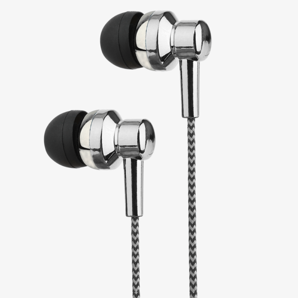 EB250 Electro Painted Stereo Earphones with Mic - Silver