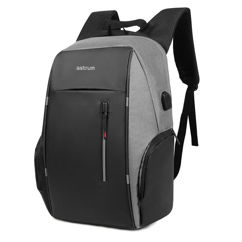 LB210 15" PU + Nylon Laptop Backpack with USB - Grey