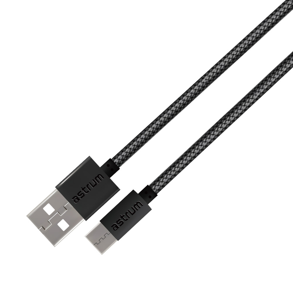 Verve UC30 3A USB-A to USB-C Charge & Sync Braided Cable - Black