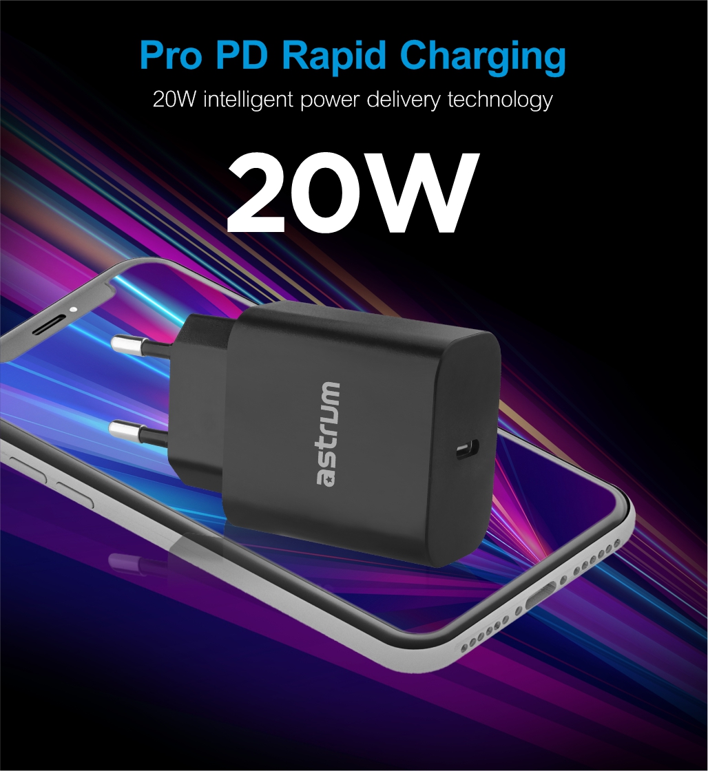 Pro PD20 USB-C PD20W Travel Wall Charger + USB-C Cable - White