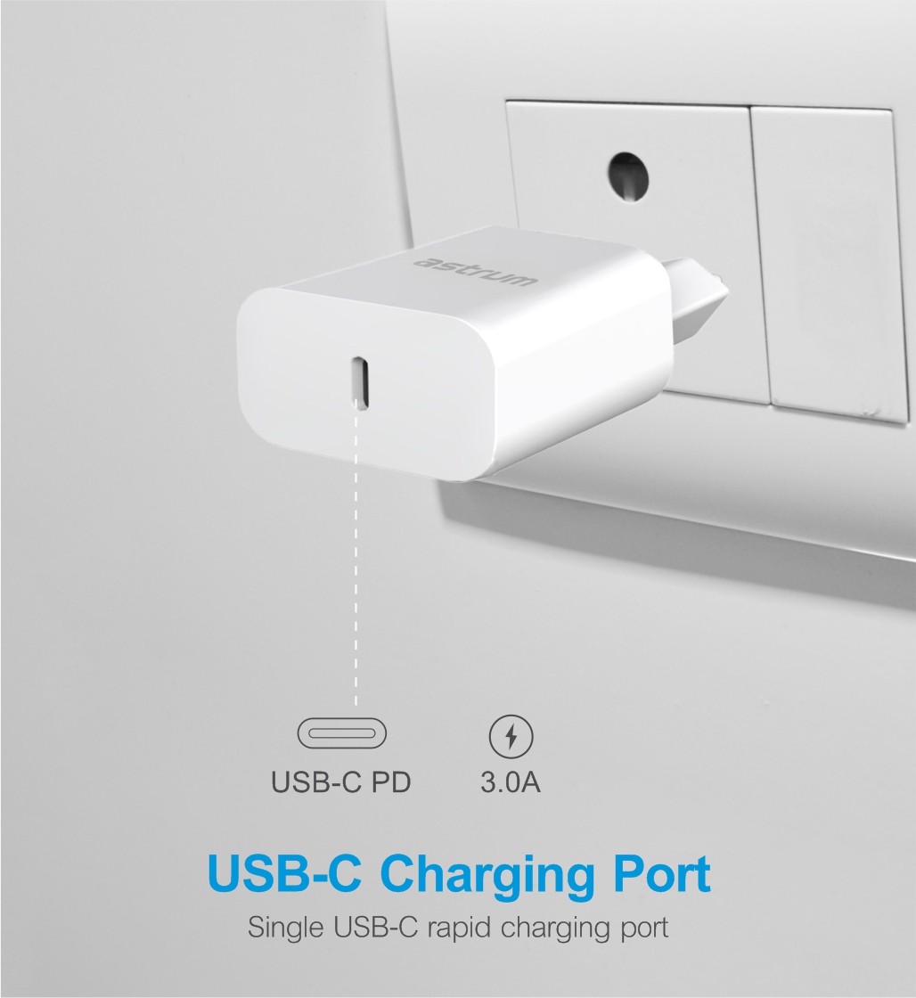 Pro PD20 USB-C PD20W Travel Wall Charger + USB-C Cable - White