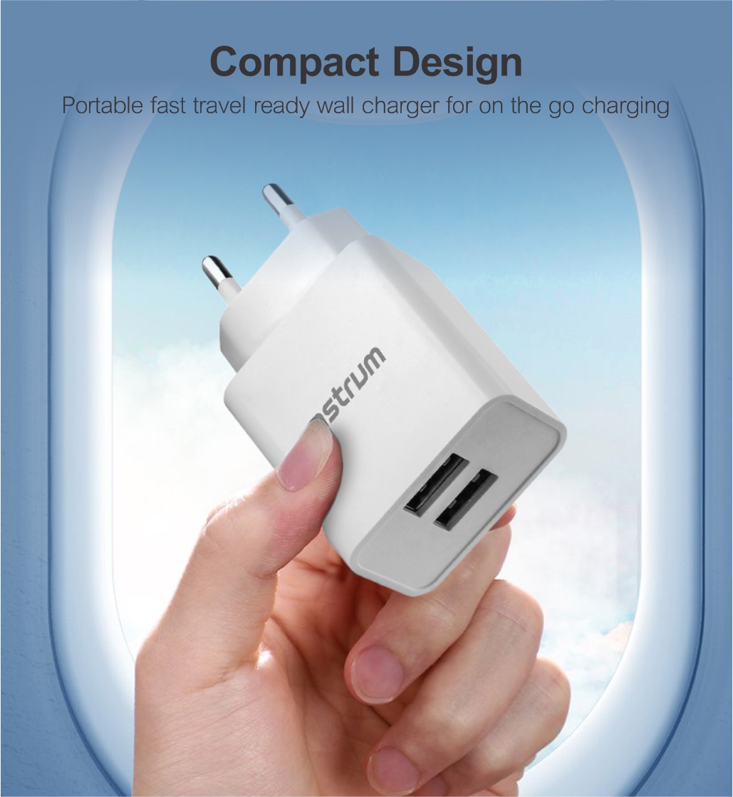 Pro Dual U24 12W Dual USB Travel Charger - White