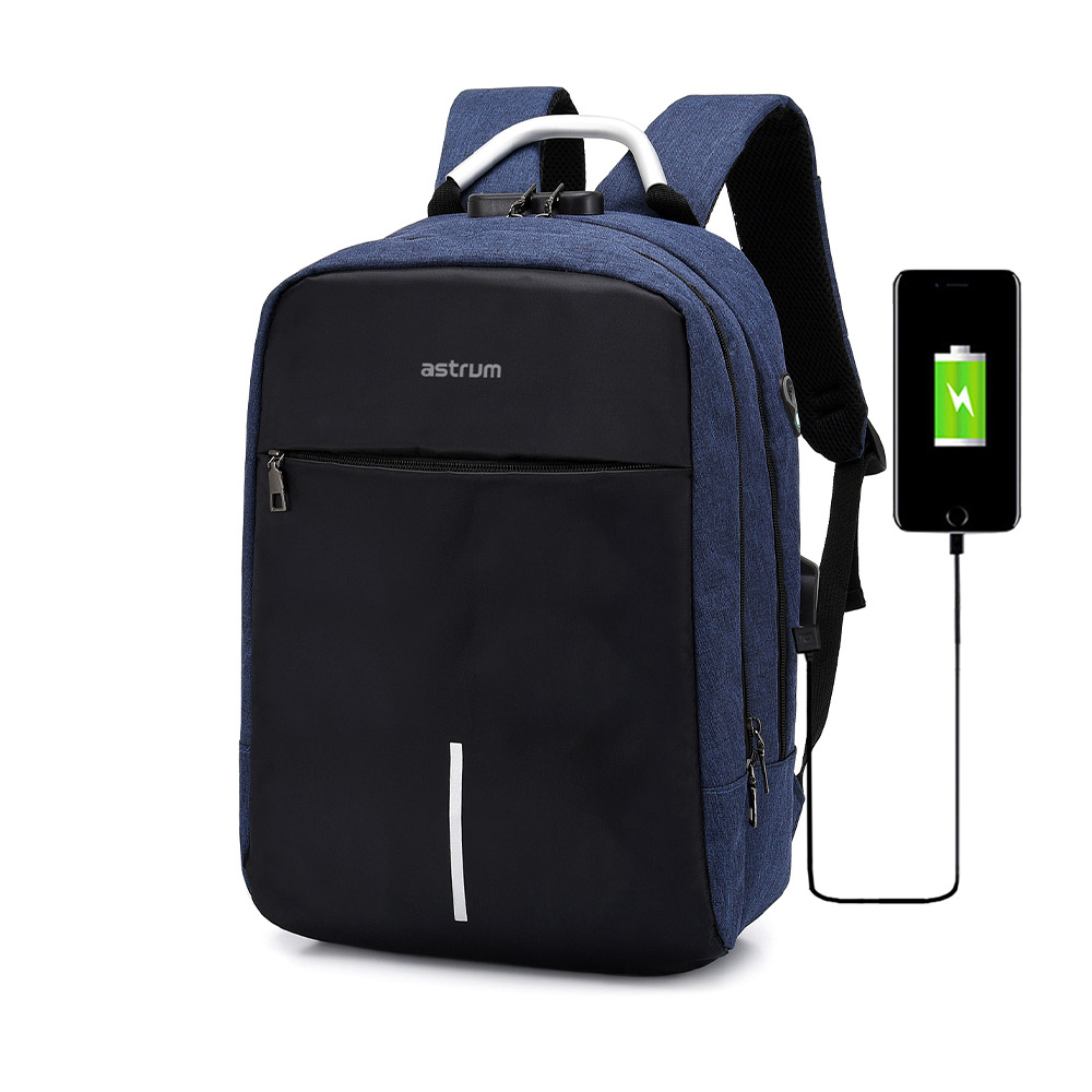 LB220 BACKPACK OXFORD 300D 15" BLUE/BLAC