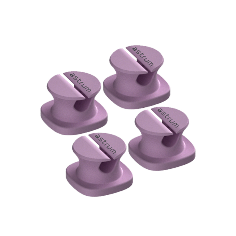 Astrum CO060 Mini Cable Organizer Clips - 4 Piece Set for Cable Management-Purple